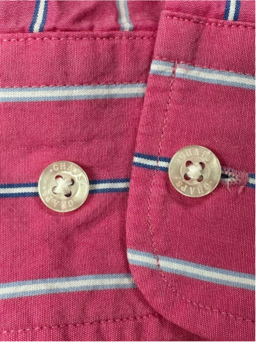 Chaps Women’s Pink Striped Contrast Collar Button Down Shirt Size M - Picture 10 of 12